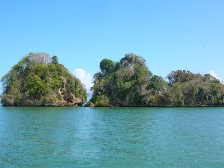 Rocky green cays in Los Haitises National Park